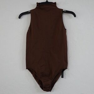 SKIMS Mock Neck Sleeveless Bodysuit – Brown, Size S/M